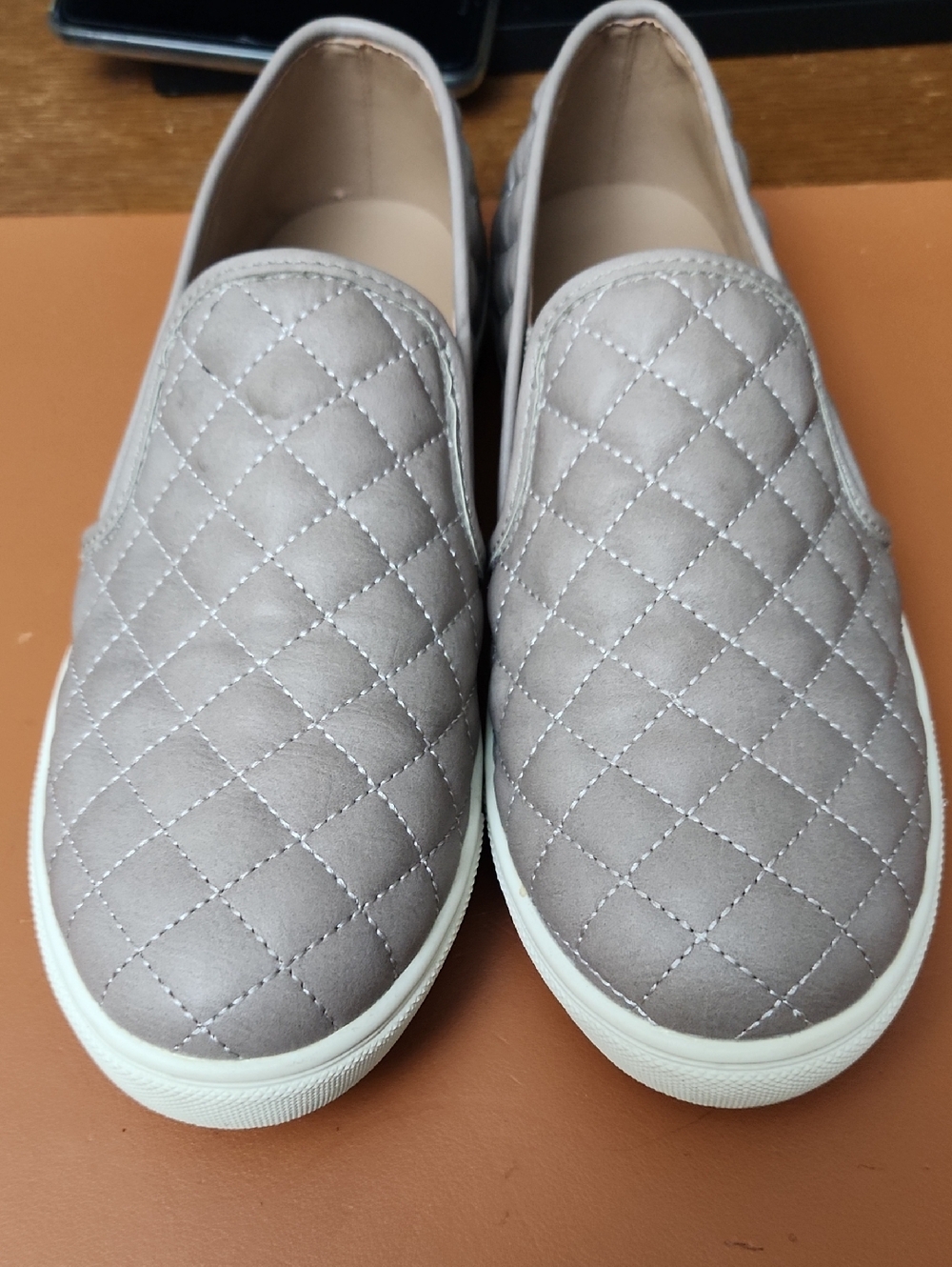 Steve Madden Quilted Slip-On Mules in Taupe Gray